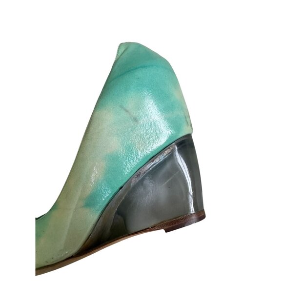 KENZO Blue Ombre Leather Lucite Wedges Size 7 / 37 - Picture 13 of 13